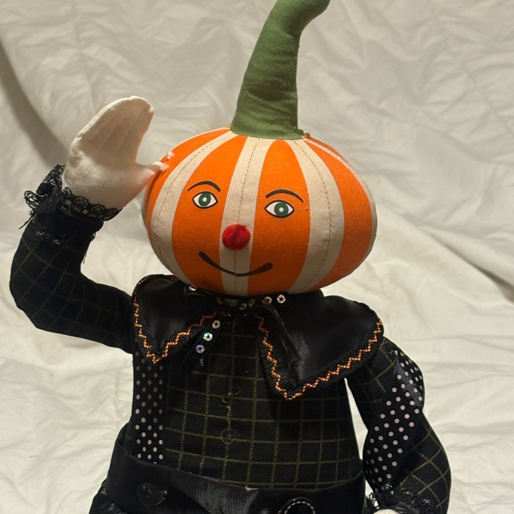 Halloween in August Orange and Black Pumpkin Doll
